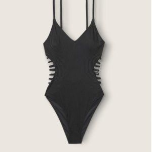 NWOT PINK Victoria Secret Strappy Side, Ribbed One-Piece Black Size XS